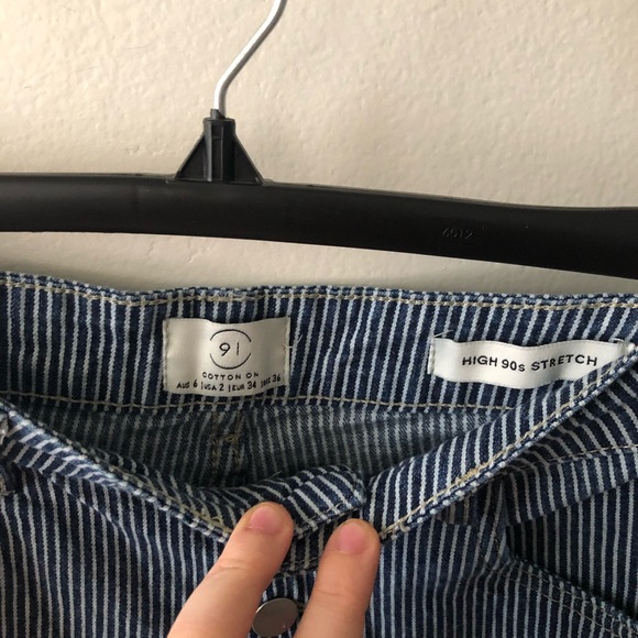 Cotton On Pinstripe High Waisted Jeans - Picture 3 of 3